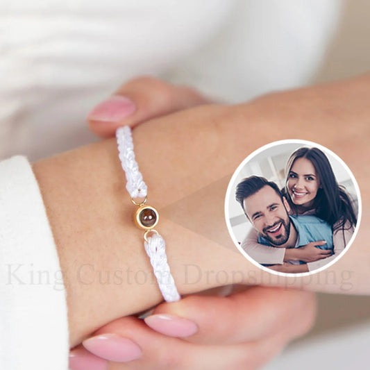 Projection Photo Circle Bracelet Personalized Stainless Steel Custom Pet Photo Couples Bracelets Valentine's Day Gift