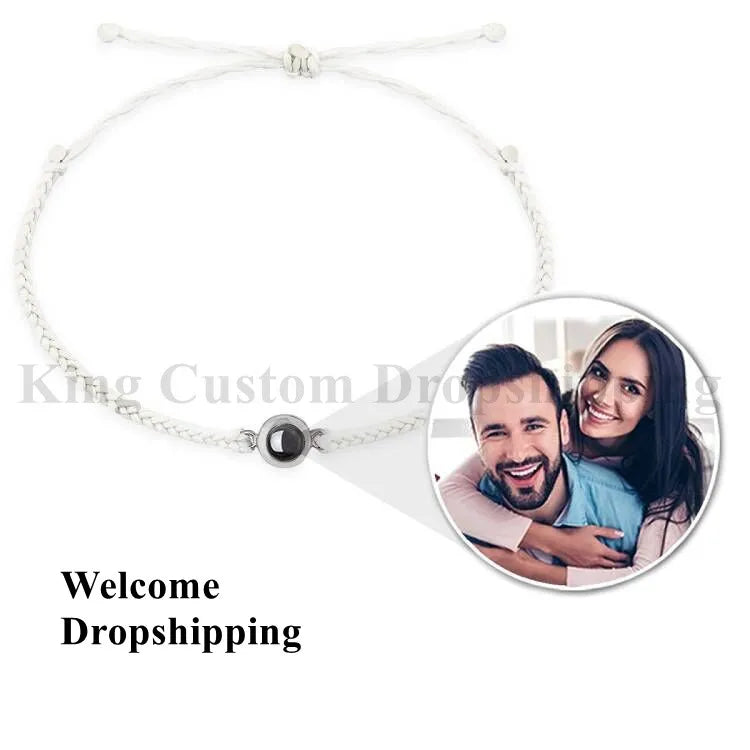 Projection Photo Circle Bracelet Personalized Stainless Steel Custom Pet Photo Couples Bracelets Valentine's Day Gift