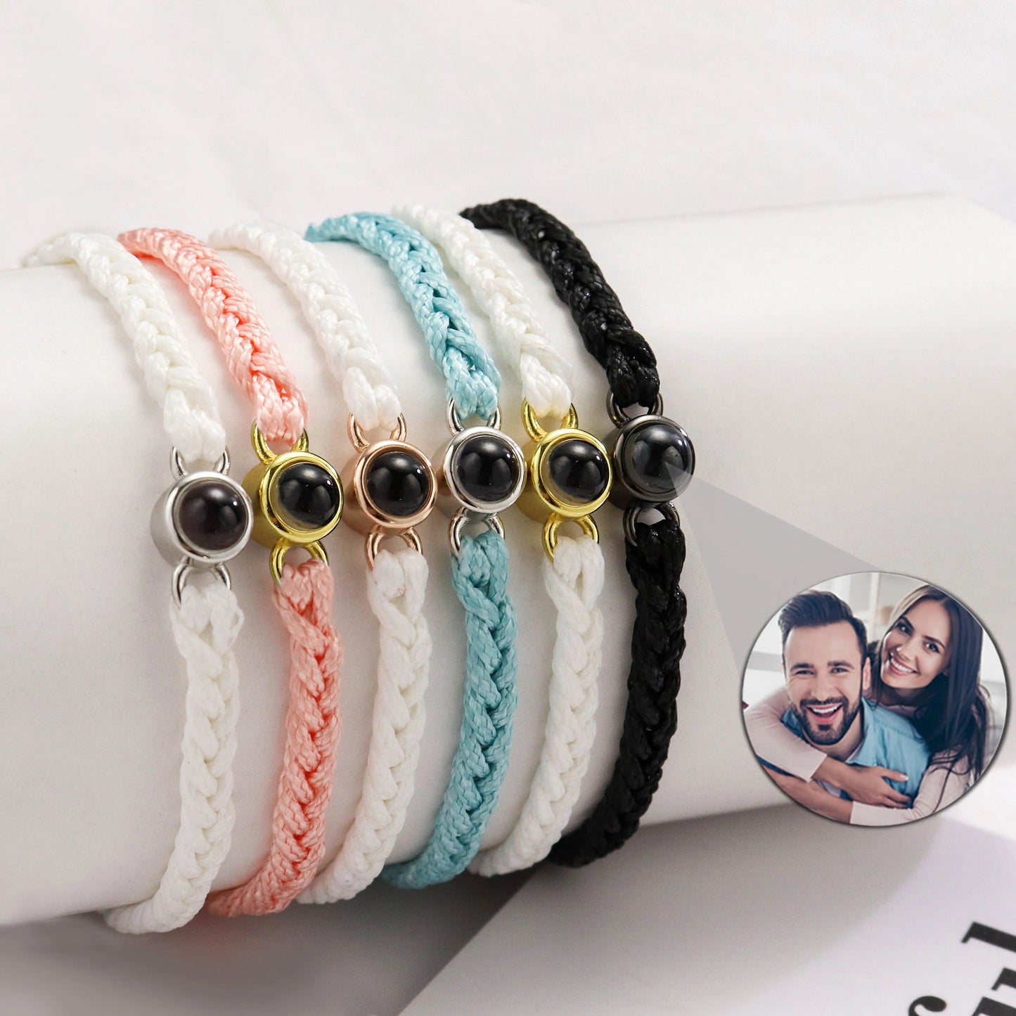 Projection Photo Circle Bracelet Personalized Stainless Steel Custom Pet Photo Couples Bracelets Valentine's Day Gift